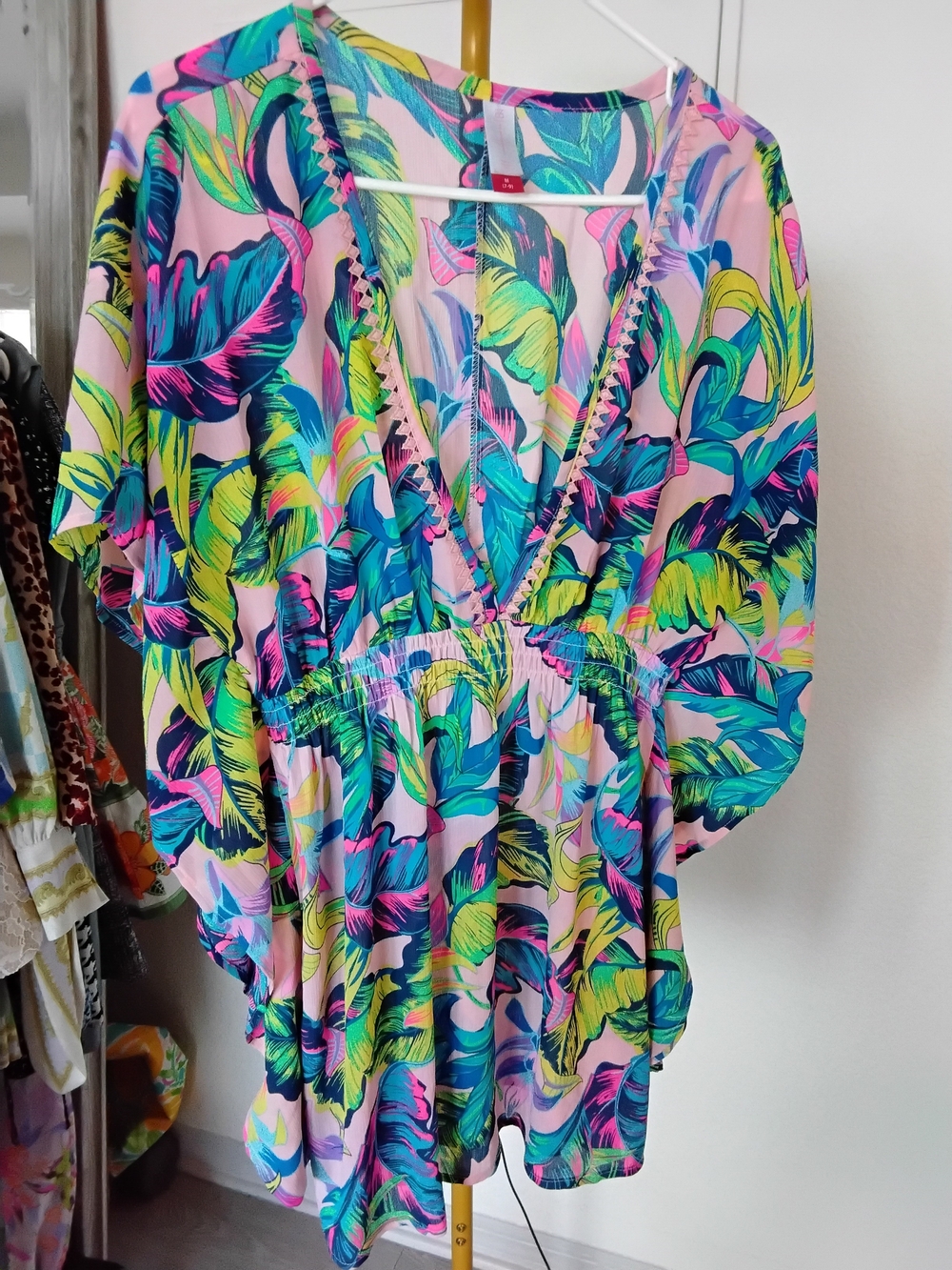 Vibrant Tropical Print Cover Up - Pink & Multi